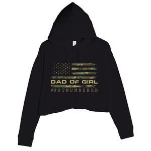 Fathers Day Gift For Dad Dad Of Girls Outnumbered Us Flag Cute Gift Crop Fleece Hoodie