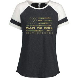 Fathers Day Gift For Dad Dad Of Girls Outnumbered Us Flag Cute Gift Enza Ladies Jersey Colorblock Tee