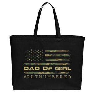 Fathers Day Gift For Dad Dad Of Girls Outnumbered Us Flag Cute Gift Cotton Canvas Jumbo Tote