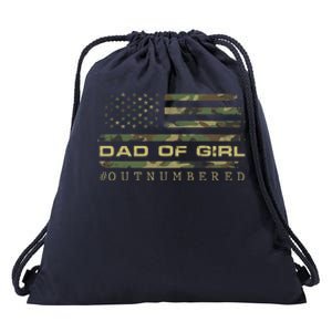 Fathers Day Gift For Dad Dad Of Girls Outnumbered Us Flag Cute Gift Drawstring Bag