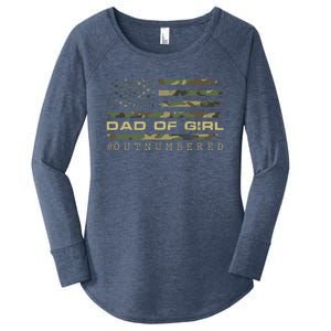 Fathers Day Gift For Dad Dad Of Girls Outnumbered Us Flag Cute Gift Women's Perfect Tri Tunic Long Sleeve Shirt