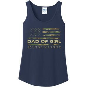 Fathers Day Gift For Dad Dad Of Girls Outnumbered Us Flag Cute Gift Ladies Essential Tank