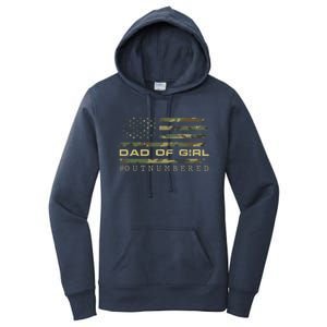 Fathers Day Gift For Dad Dad Of Girls Outnumbered Us Flag Cute Gift Women's Pullover Hoodie