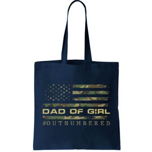 Fathers Day Gift For Dad Dad Of Girls Outnumbered Us Flag Cute Gift Tote Bag