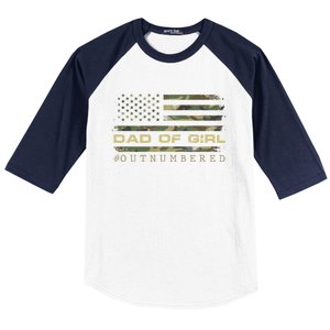 Fathers Day Gift For Dad Dad Of Girls Outnumbered Us Flag Cute Gift Baseball Sleeve Shirt