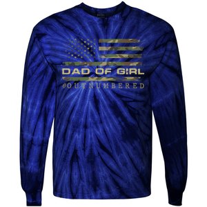 Fathers Day Gift For Dad Dad Of Girls Outnumbered Us Flag Cute Gift Tie-Dye Long Sleeve Shirt