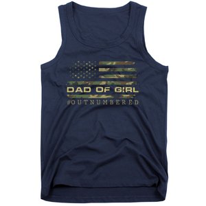 Fathers Day Gift For Dad Dad Of Girls Outnumbered Us Flag Cute Gift Tank Top