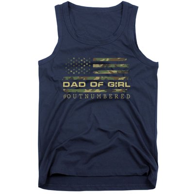 Fathers Day Gift For Dad Dad Of Girls Outnumbered Us Flag Cute Gift Tank Top