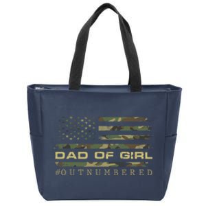 Fathers Day Gift For Dad Dad Of Girls Outnumbered Us Flag Cute Gift Zip Tote Bag