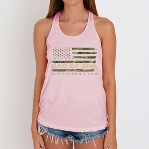 Fathers Day Gift For Dad Dad Of Girls Outnumbered Us Flag Cute Gift Women's Knotted Racerback Tank