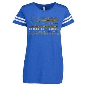 Fathers Day Gift For Dad Dad Of Girls Outnumbered Us Flag Cute Gift Enza Ladies Jersey Football T-Shirt