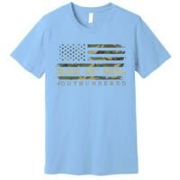 Fathers Day Gift For Dad Dad Of Girls Outnumbered Us Flag Cute Gift Premium T-Shirt