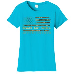 Fathers Day Gift For Dad Dad Of Girls Outnumbered Us Flag Cute Gift Women's T-Shirt