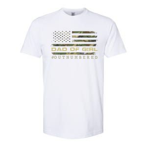 Fathers Day Gift For Dad Dad Of Girls Outnumbered Us Flag Cute Gift Softstyle CVC T-Shirt