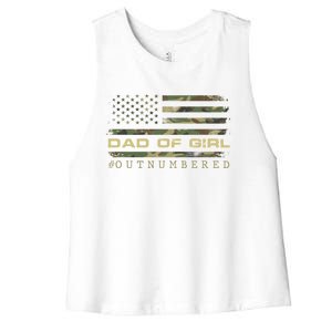 Fathers Day Gift For Dad Dad Of Girls Outnumbered Us Flag Cute Gift Women's Racerback Cropped Tank