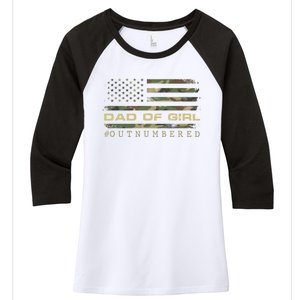 Fathers Day Gift For Dad Dad Of Girls Outnumbered Us Flag Cute Gift Women's Tri-Blend 3/4-Sleeve Raglan Shirt