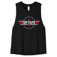 Fathers Day Gift Papa Gift from Grand Son Daughter Women's Racerback Cropped Tank