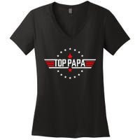 Fathers Day Gift Papa Gift from Grand Son Daughter Women's V-Neck T-Shirt