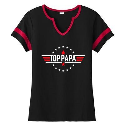 Fathers Day Gift Papa Gift From Grandkids Son Daughter Ladies Halftime Notch Neck Tee