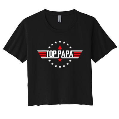 Fathers Day Gift Papa Gift From Grandkids Son Daughter Women's Crop Top Tee