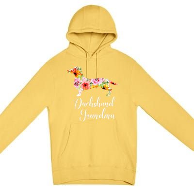 Floral Dachshund Grandma Funny Cute Dog Lover Gift Premium Pullover Hoodie