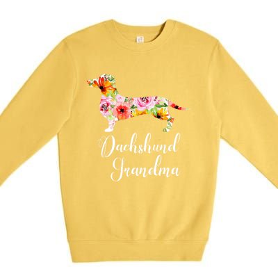 Floral Dachshund Grandma Funny Cute Dog Lover Gift Premium Crewneck Sweatshirt