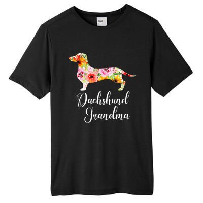 Floral Dachshund Grandma Funny Cute Dog Lover Gift Tall Fusion ChromaSoft Performance T-Shirt