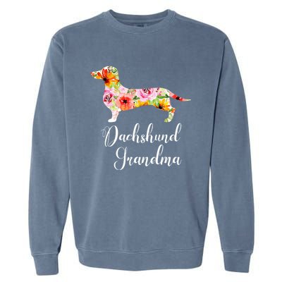 Floral Dachshund Grandma Funny Cute Dog Lover Gift Garment-Dyed Sweatshirt