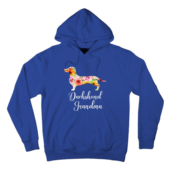 Floral Dachshund Grandma Funny Cute Dog Lover Gift Hoodie