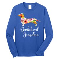 Floral Dachshund Grandma Funny Cute Dog Lover Gift Long Sleeve Shirt