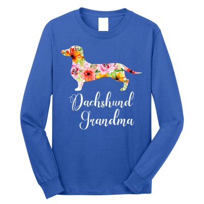 Floral Dachshund Grandma Funny Cute Dog Lover Gift Long Sleeve Shirt