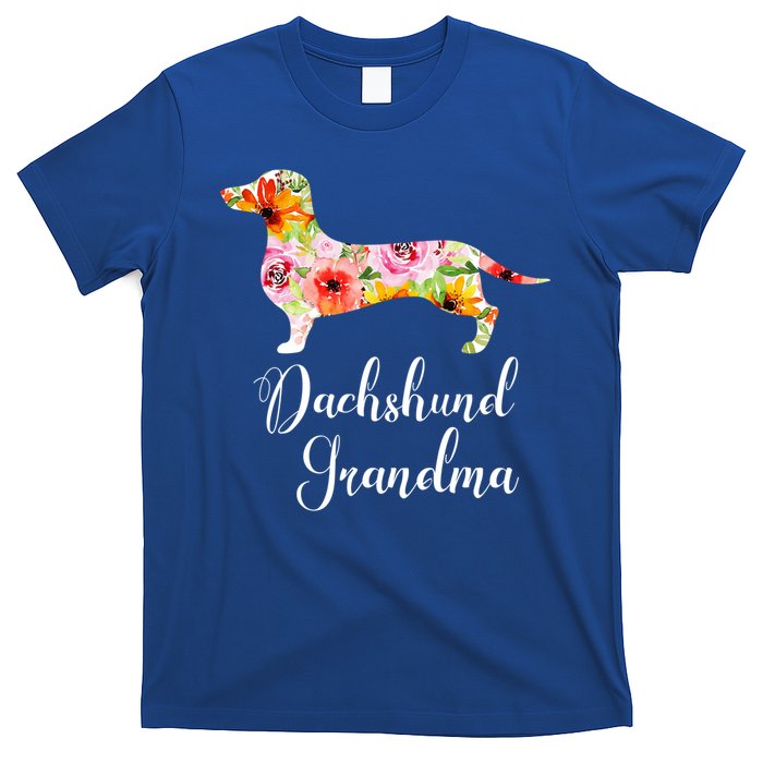 Floral Dachshund Grandma Funny Cute Dog Lover Gift T-Shirt