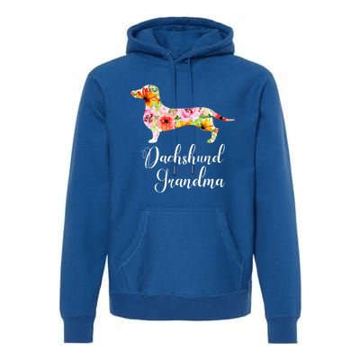 Floral Dachshund Grandma Funny Cute Dog Lover Gift Premium Hoodie