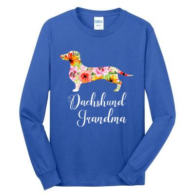 Floral Dachshund Grandma Funny Cute Dog Lover Gift Tall Long Sleeve T-Shirt