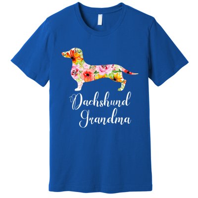 Floral Dachshund Grandma Funny Cute Dog Lover Gift Premium T-Shirt