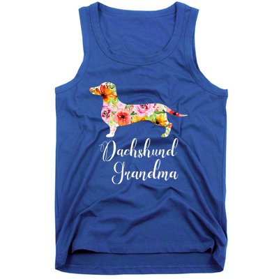 Floral Dachshund Grandma Funny Cute Dog Lover Gift Tank Top