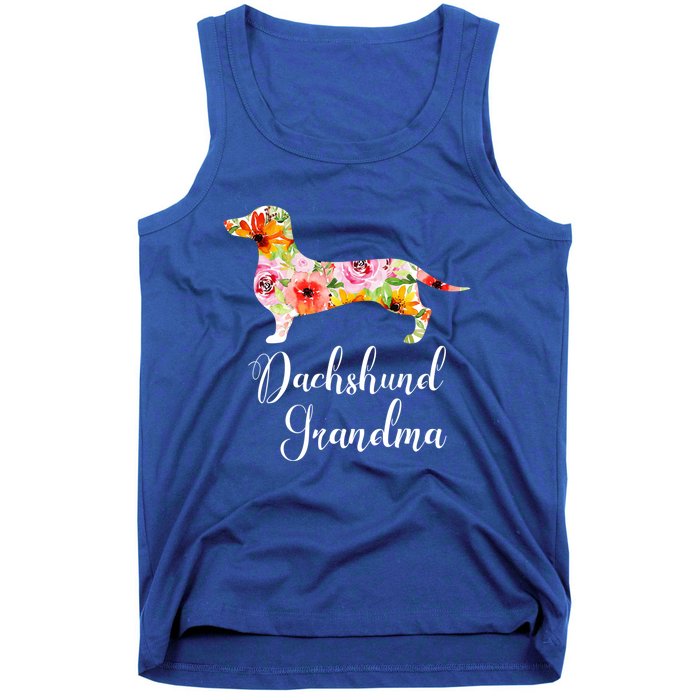 Floral Dachshund Grandma Funny Cute Dog Lover Gift Tank Top