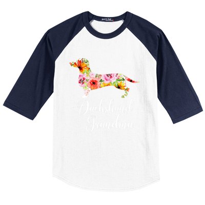 Floral Dachshund Grandma Funny Cute Dog Lover Gift Baseball Sleeve Shirt