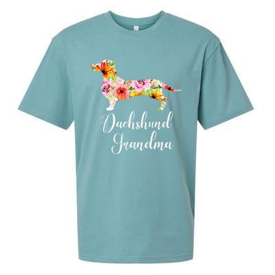 Floral Dachshund Grandma Funny Cute Dog Lover Gift Sueded Cloud Jersey T-Shirt