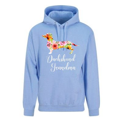 Floral Dachshund Grandma Funny Cute Dog Lover Gift Unisex Surf Hoodie