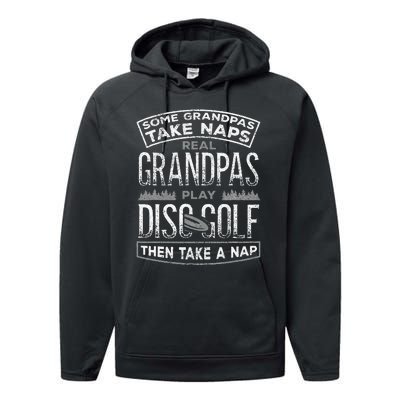 Funny Disc Golf Grandpa Fathers Day Disc Golfing Performance Fleece Hoodie