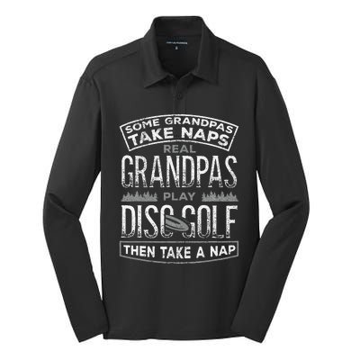 Funny Disc Golf Grandpa Fathers Day Disc Golfing Silk Touch Performance Long Sleeve Polo