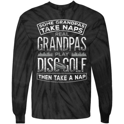 Funny Disc Golf Grandpa Fathers Day Disc Golfing Tie-Dye Long Sleeve Shirt