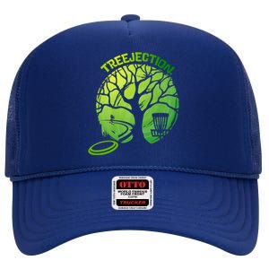 Funny Disc Golf Graphic Tree Gift High Crown Mesh Back Trucker Hat