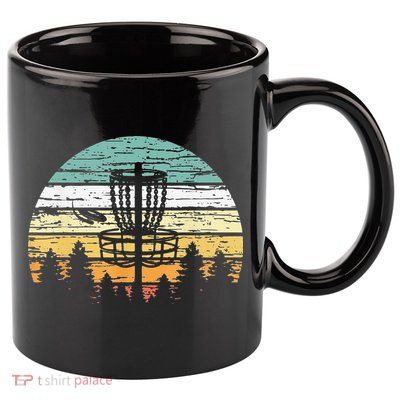 Funny Disc Golf Retro  Sunset Vintage Frisbee Golf 11oz C Handle Ceramic Mug
