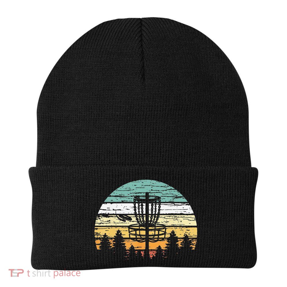 Funny Disc Golf Retro  Sunset Vintage Frisbee Golf Beanie