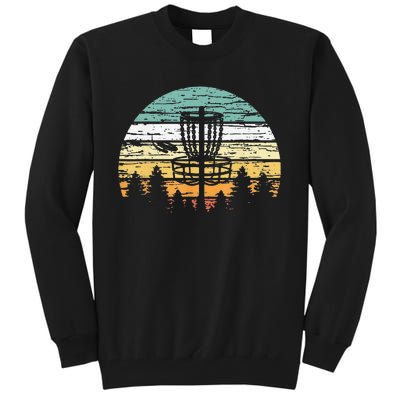 Funny Disc Golf Retro  Sunset Vintage Frisbee Golf Tall Sweatshirt