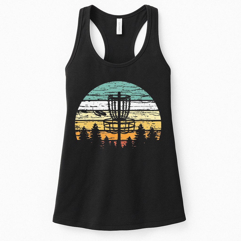 Funny Disc Golf Retro  Sunset Vintage Frisbee Golf Womens Tank Top
