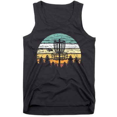Funny Disc Golf Retro  Sunset Vintage Frisbee Golf Tank Top