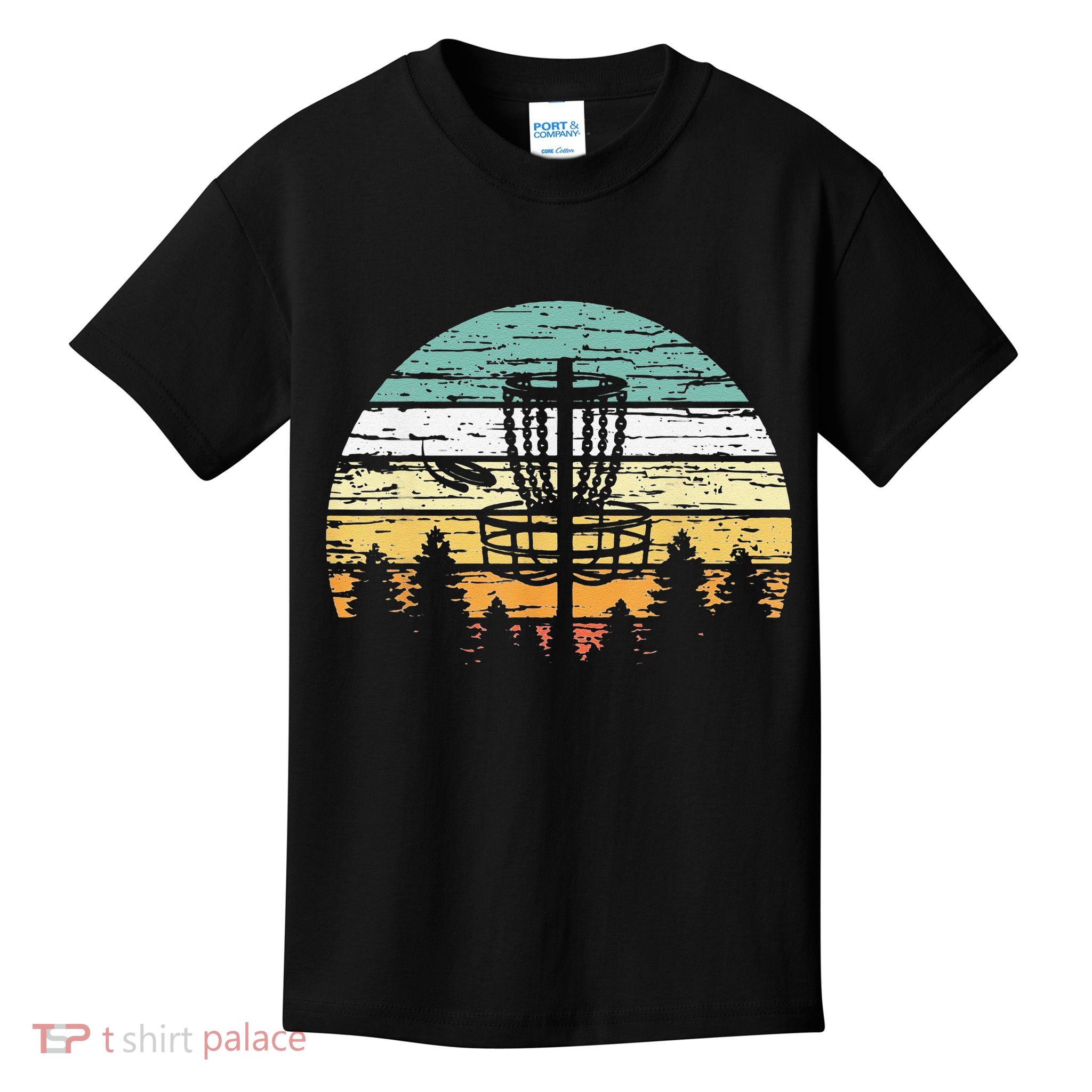 Funny Disc Golf Retro  Sunset Vintage Frisbee Golf Kids T-Shirt